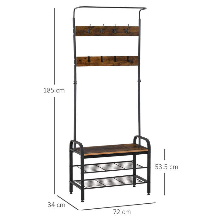 HOMCOM Coat Rack 837-025 MDF, Metal Black 720 mm x 340 mm x 1850 mm