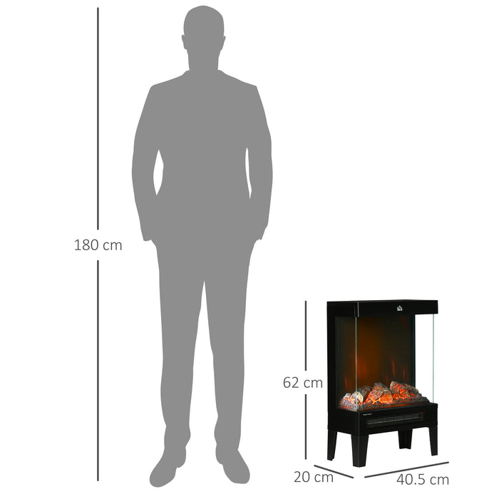 HOMCOM Fireplace 820-301V70BK Steel, Tempered Glass, ABS (Acrylonitrile Butadiene Styrene)