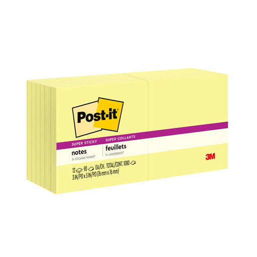 Post-It S/Stick 76X76 90S C/Ylw Pk12