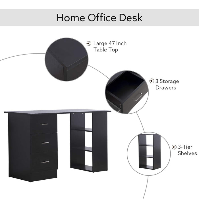 HOMCOM Desk Black 490 x 720 mm