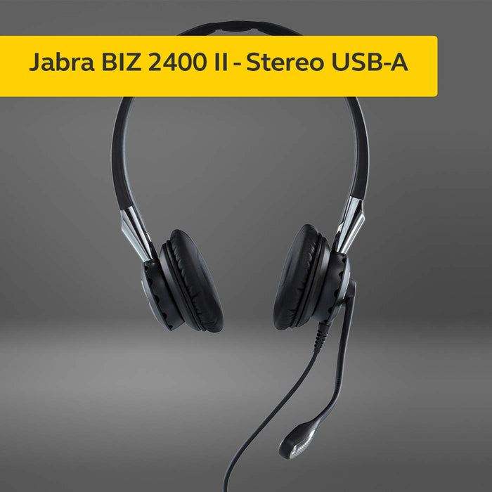 Jabra BIZ 2400 II USB Duo CC MS - Headset - on-ear - convertible - wired - USB - Certified for Skype for Business