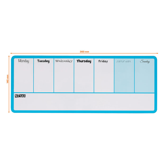 Nobo Mini Wall Mountable Magnetic Whiteboard Weekly Planner 1904047 Lacquered Steel 360 x 140 mm White, Blue