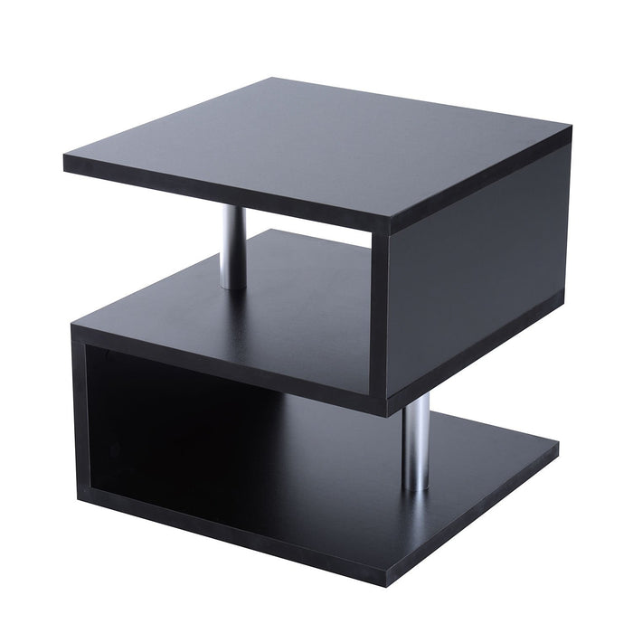 Homcom Coffee Table 2 Tier with Shelves Black 500 x 500 x 500 mm