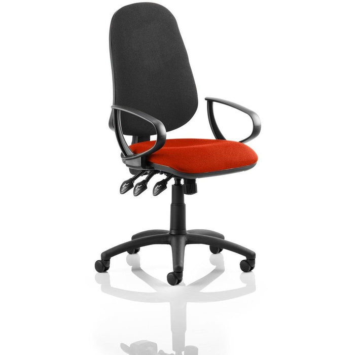 Dynamic Independent Seat & Back Task Operator Chair Loop Arms Eclipse Plus XL Black Back, Tabasco red Seat Without Headrest High Back