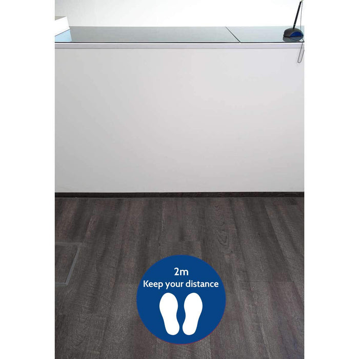 Trodat Floor Sticker Keep your distance Blue, White Vinyl 40 x 40 cm