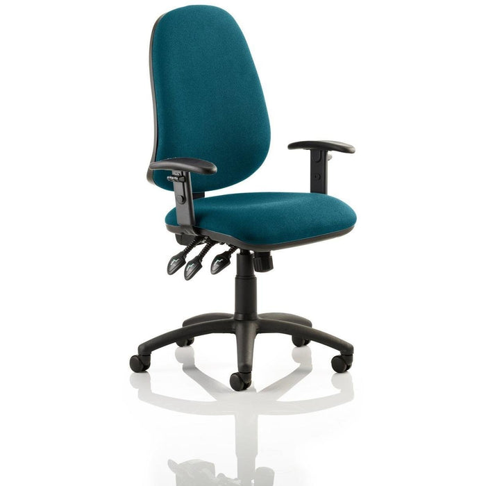 Dynamic Permanent Contact Backrest Task Operator Chair Height Adjustable Arms Eclipse Plus XL Stevia Blue Seat Without Headrest High Back