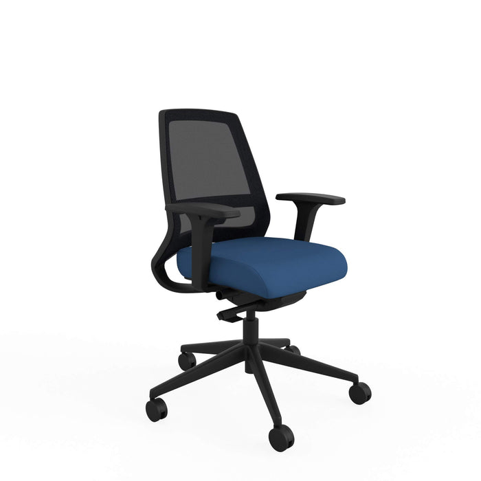 Ergonomic Home Office Deluxe Posture Chair with Tri-Curved Mesh Backrest Height Adjustable Blue 2D Arms