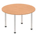 Round Meeting Table Beech MFC Post Legs Silver Impulse 1200 x 1200 x 730mm