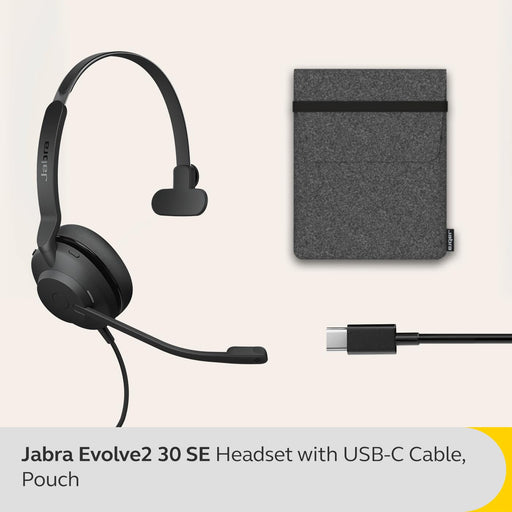 Jabra Evolve2 30 SE UC Mono - Headset - on-ear - wired - USB-C - noise isolating - Optimised for UC