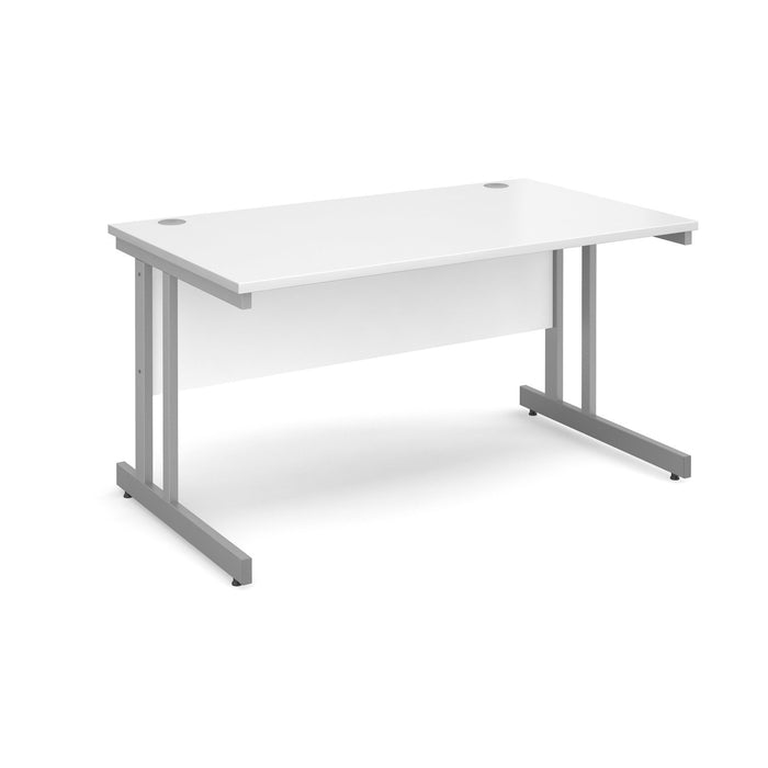 Rectangular Straight Desk with White MFC Top and Silver Frame Cantilever Legs Momento 1400 x 800 x 725 mm