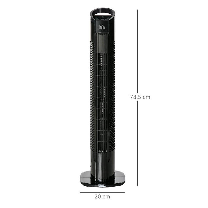 HOMCOM Tower Fan Non Height Adjustable 50 W ABS (Acrylonitrile Butadiene Styrene) Black 20 x 20 x 78.5 cm