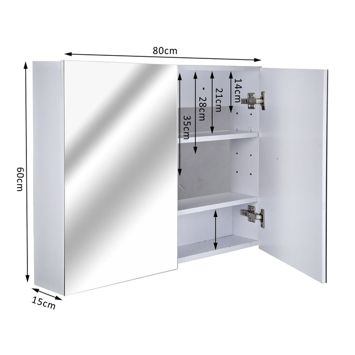 HOMCOM Wall Cabinet Mirror 834-044 Glass, MDF White 800 mm x 150 mm x 600 mm