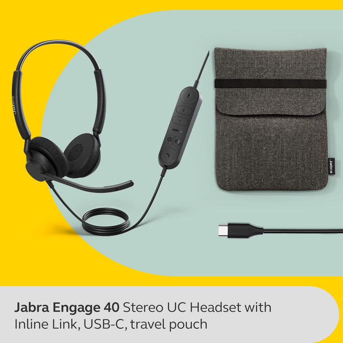 Jabra Engage 40 Stereo - Headset - on-ear - wired - USB-C - noise isolating - Optimised for UC