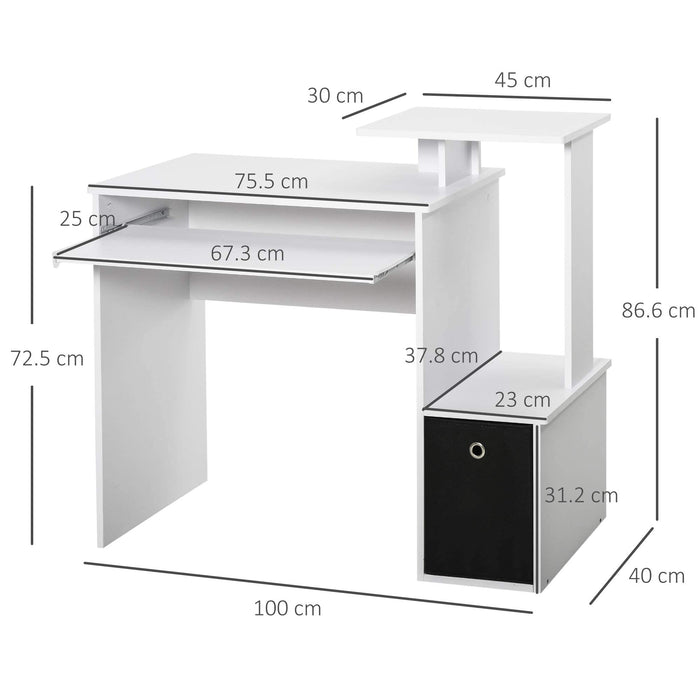 HOMCOM Computer Desk White 400 x 866 mm