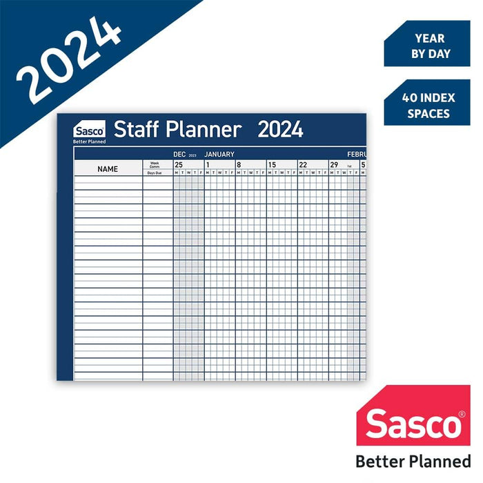 SASCO Staff Annual Planner Mounted 2024 Landscape Blue English 91.5 x 61 cm