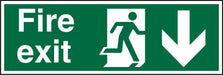 Fire Exit Sign with Down Arrow Plastic 10 x 30 cm