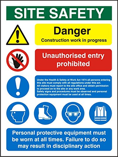 Site Sign Construction Site Safety PVC Assorted 60 x 45 cm