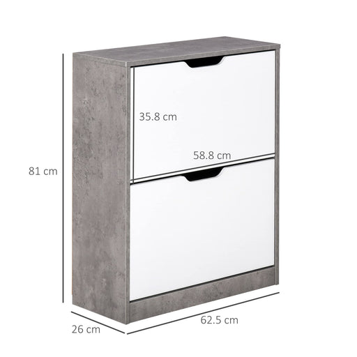 HOMCOM Shoe Cabinet Particleboard Grey and White 62.5 x 26 x 81 cm