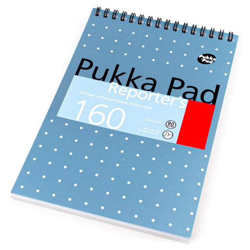 Pukka Pad Notepad Steno A5 Ruled Spiral Bound Cardboard Hardback Blue Perforated 160 Pages Pack of 3