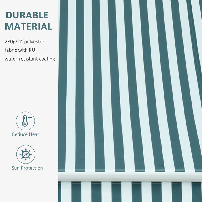 OutSunny Manual Retractable Awning, size (3m x 2.5m) Green/White Stripes