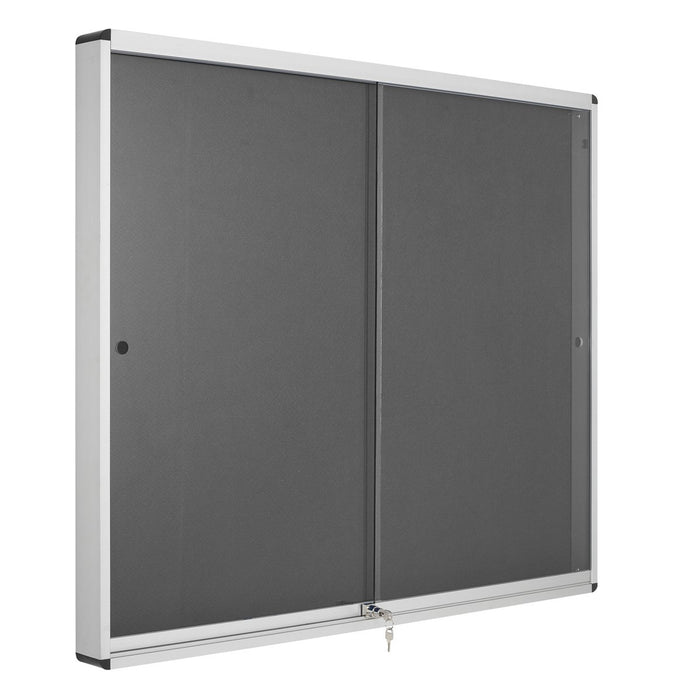 Bi-Office Exhibit Indoor Lockable Notice Board Non Magnetic 12 x A4 Wall Mounted 96.7 (W) x 92.6 (H) cm Brown