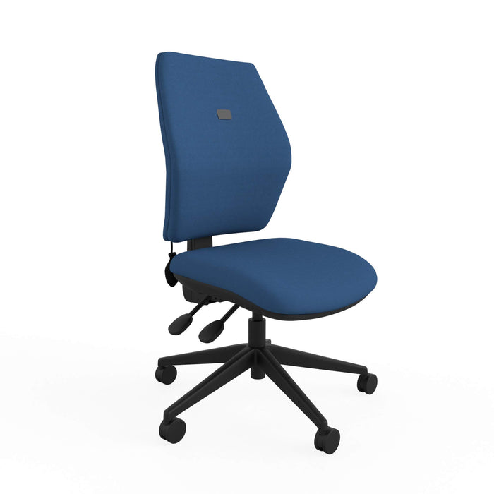 Ergonomic Home Office Chair Fully Upholstered Tri-Curved Posture Backrest Blue Without Arms