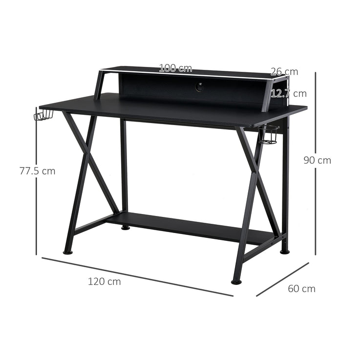 HOMCOM Gaming Desk Steel Black 600 x 900 mm