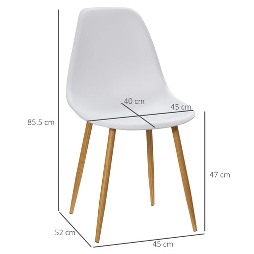 HOMCOM Dining Chair 835-528 PP (Polypropylene), Metal White