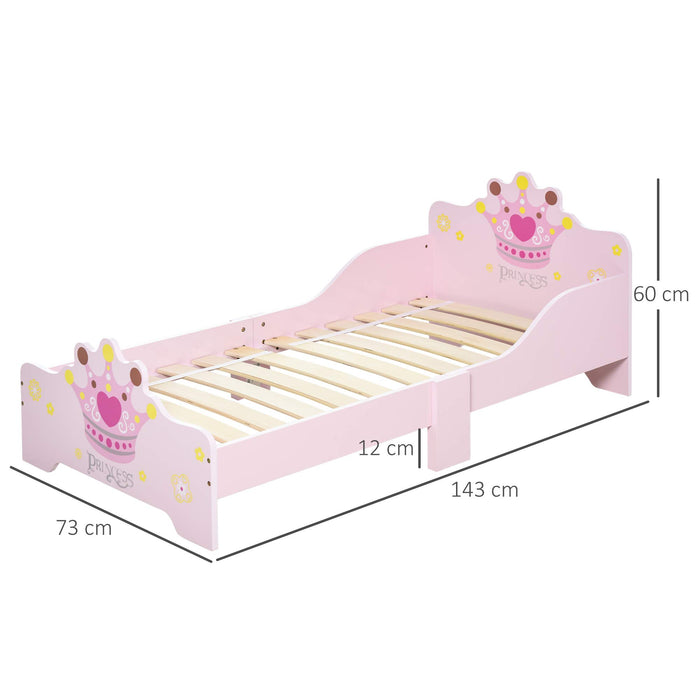 HOMCOM Children Bed 311-014 Poplar Wood, MDF 73 (W) x 143 (D) x 60 (H) mm Pink