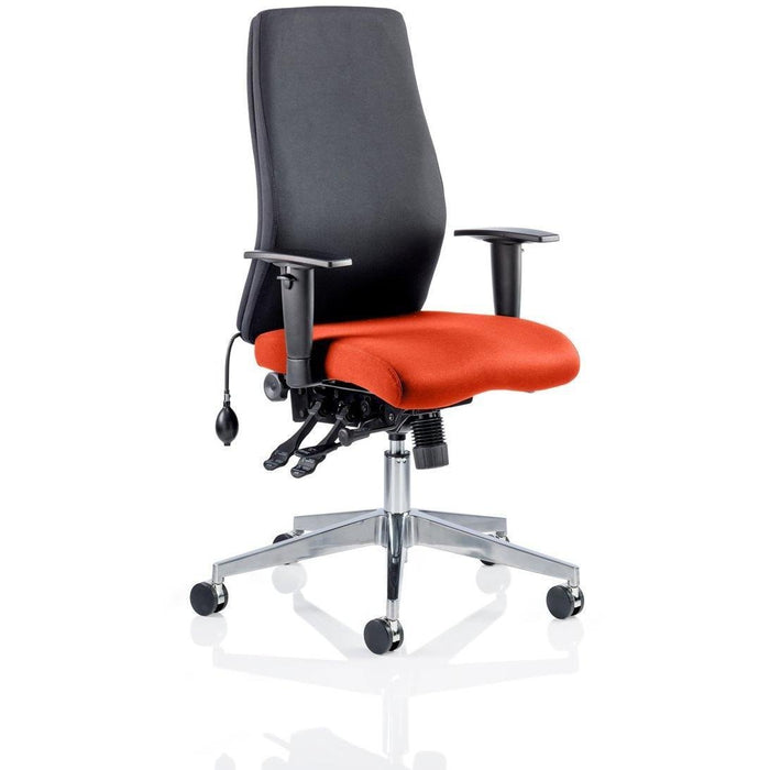 Dynamic Independent Seat & Back Posture Chair Height Adjustable Arms Onyx Black Back, Tabasco Red Seat Without Headrest High Back