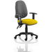 Dynamic Tilt & Lock Task Operator Chair Height Adjustable Arms Eclipse Plus II Black Back, Senna Yellow Seat Without Headrest High Back