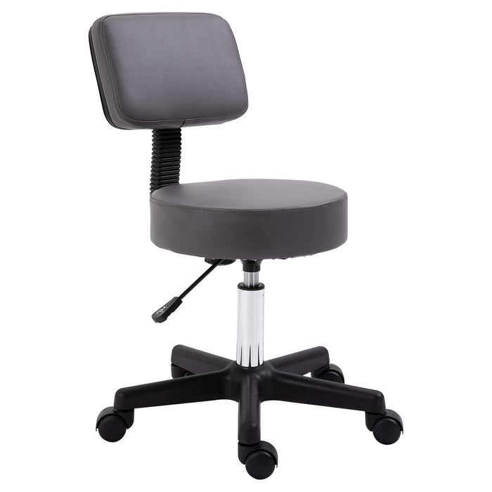 HOMCOM Barber Stool with 5 Wheels Grey