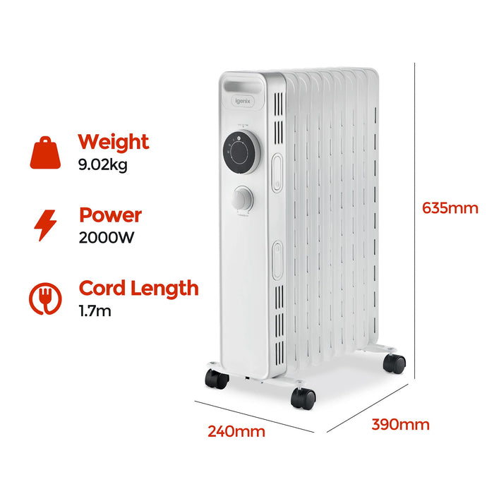 IGENIX Oil Filled Radiator IG2620 White 50Hz