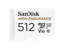 SanDisk High Endurance - Flash memory card (microSDXC to SD adapter included) - 512 GB - Video Class V30 / UHS-I U3 / Class10 - microSDXC UHS-I