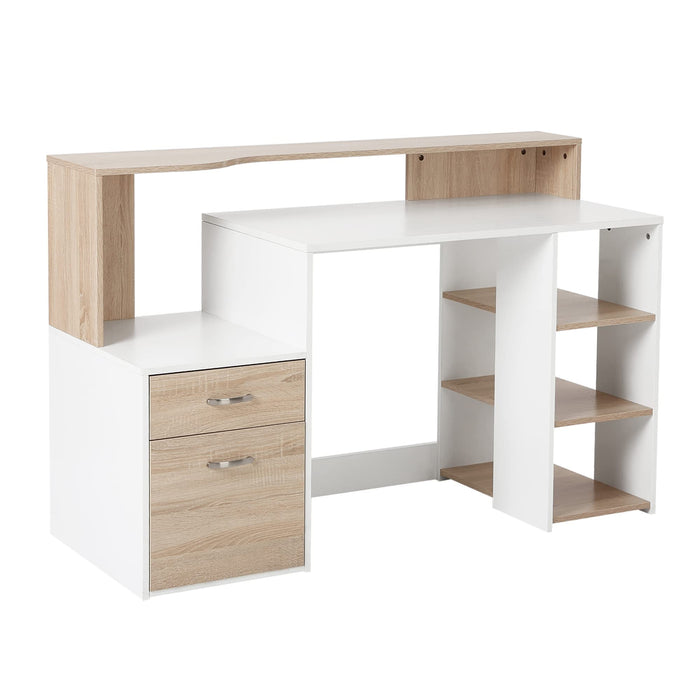 HOMCOM Desk with Shelves x 1370 x 550 mm Oak