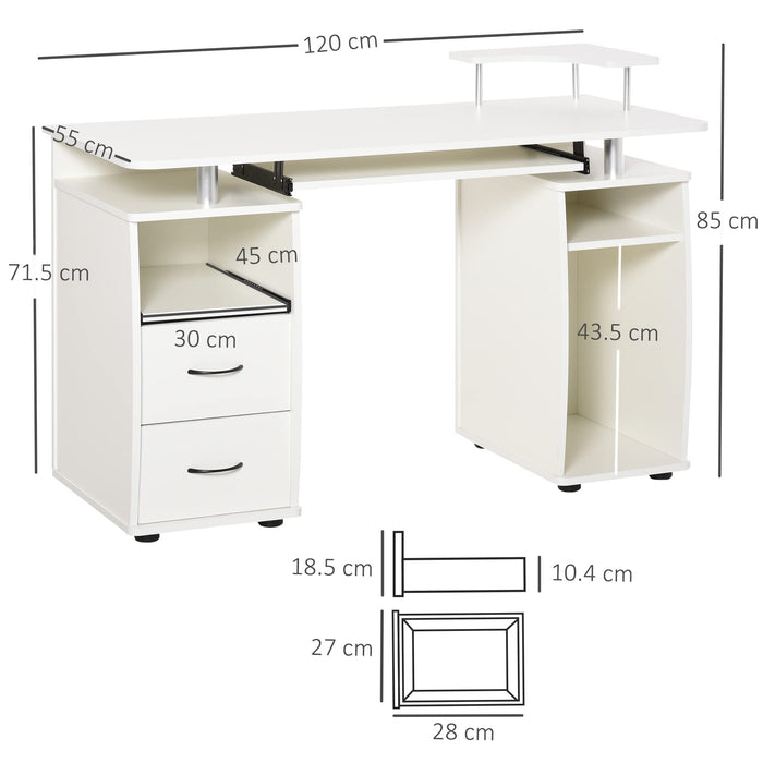 HOMCOM Computer Desk White 555 x 850 mm