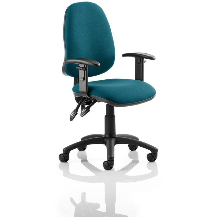 Dynamic Permanent Contact Backrest Task Operator Chair Height Adjustable Arms Eclipse Plus III Maringa Teal Seat High Back