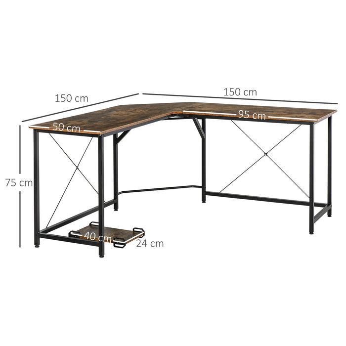 HOMCOM L-shape Computer Desk Brown 1,500 x 750 mm