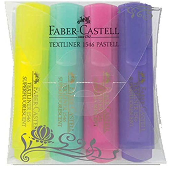 Faber-Castell Pastel Highlighter 154610 Multicolour Extra Broad Chisel 1-5 mm Pack of 4