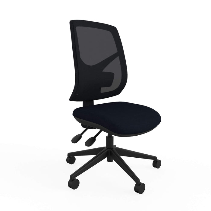 Ergonomic Home Office Deluxe Slimline Chair with Seat Slide and Height Adjustable Fabric Black Without Arms