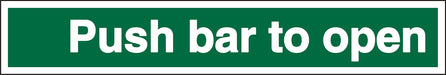 Exit Sign Push Bar To Open Self Adhesive Vinyl 5 x 30 cm