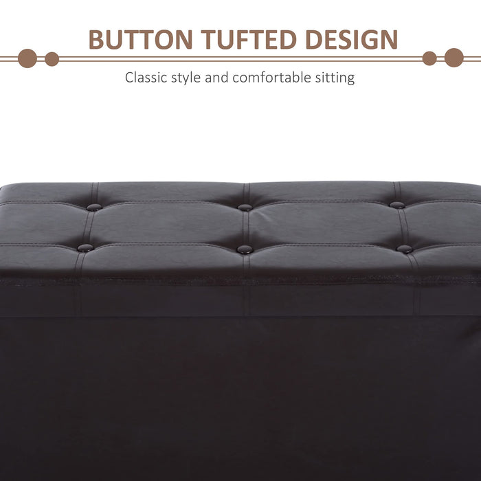 HOMCOM Folding Storage Ottoman Faux Leather Brown