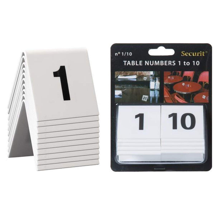 Securit Table Numbers 1-10 White 5.2 x 4.5 x 5.2 cm Pack of 10