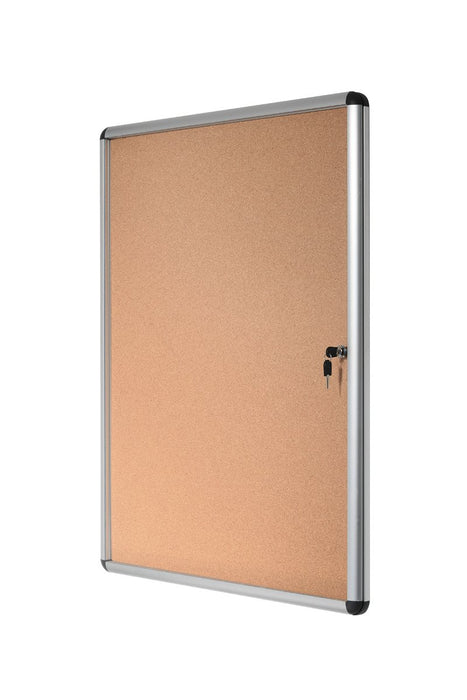 Bi-Office Enclore Indoor Lockable Notice Board Non Magnetic 9 x A4 Wall Mounted 72 (W) x 98.1 (H) cm Brown