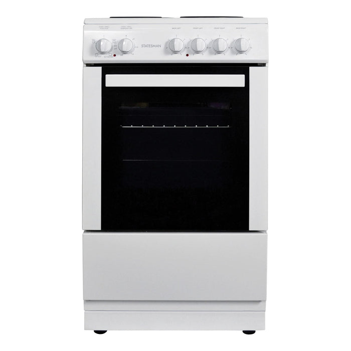 Statesman Twin Cavity FUSION50W Electric Cooker 2 Oven Shelves and 1 Tray Metal White