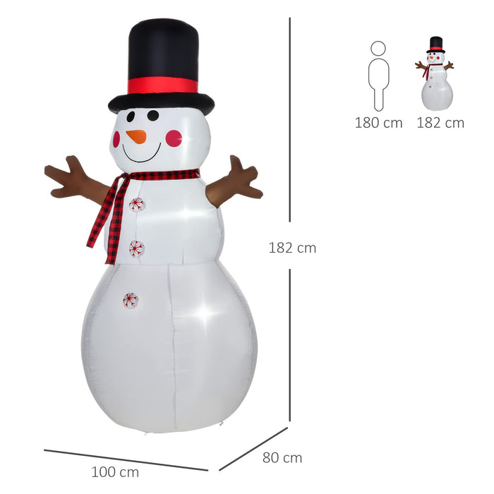 HOMCOM Christmas Snowman Inflatable Multicolour 80 x 182 cm