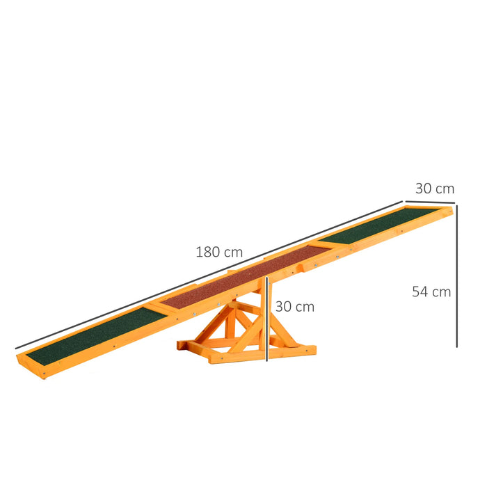 PawHut Pet Seesaw Natural, Brown, Green 300 mm x 1800 mm x 300 mm