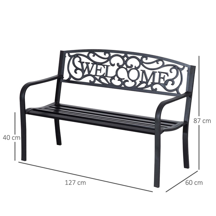 OutSunny 126Lx60Wx85H cm Steel Bench-Black