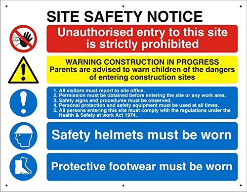 Construction Site Sign Site Safety PVC 60 x 80 cm