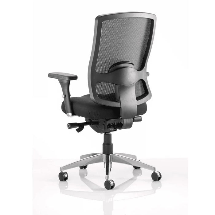 Dynamic Synchro Tilt Task Operator Chair Height Adjustable Arms Regent Black Back, Stevia Blue Seat Without Headrest High Back